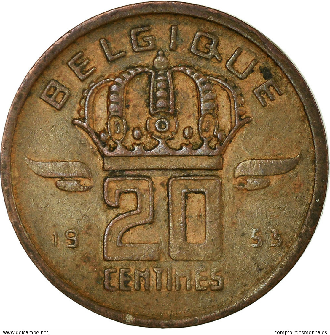 Monnaie, Belgique, 20 Centimes, 1953, TB+, Bronze, KM:146 - 20 Centimes