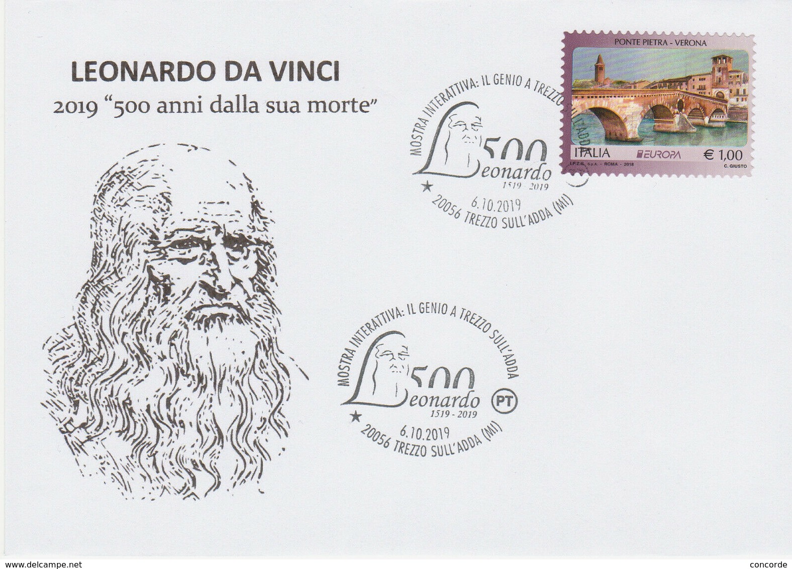 Leonardo Da Vinci "500. Todestag ", Sonderstempel Trezzo Sull'Adda / Italien - Altri & Non Classificati