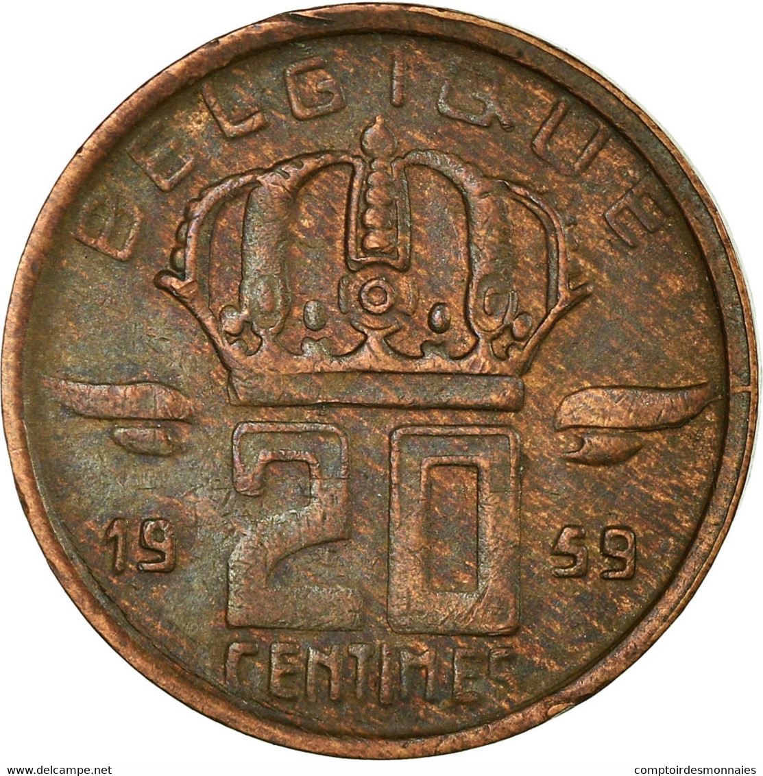 Monnaie, Belgique, 20 Centimes, 1959, TB+, Bronze, KM:146 - 20 Cent