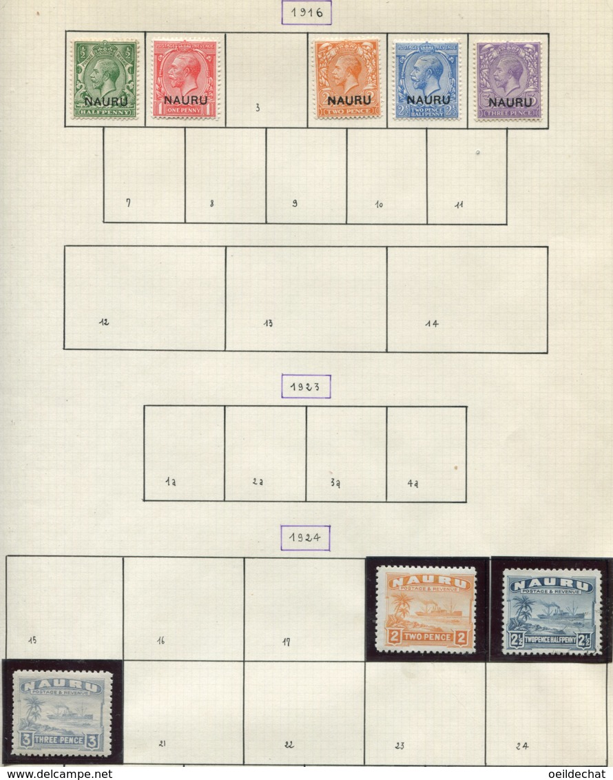 16065 NAURU Collection Vendue Par Page N°1/2, 4/6, 18/20 */ °   1916-24   TB - Nauru