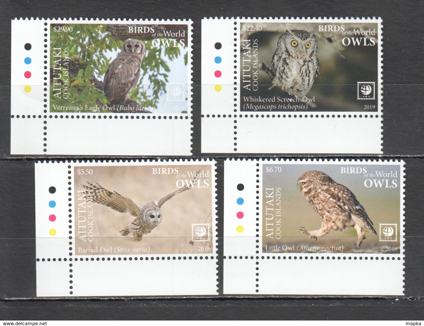 UU856 !!! EXCLUSIVE 2019 AITUTAKI FAUNA BIRDS OWLS $42 US NOMINAL 1SET MNH - Eulenvögel