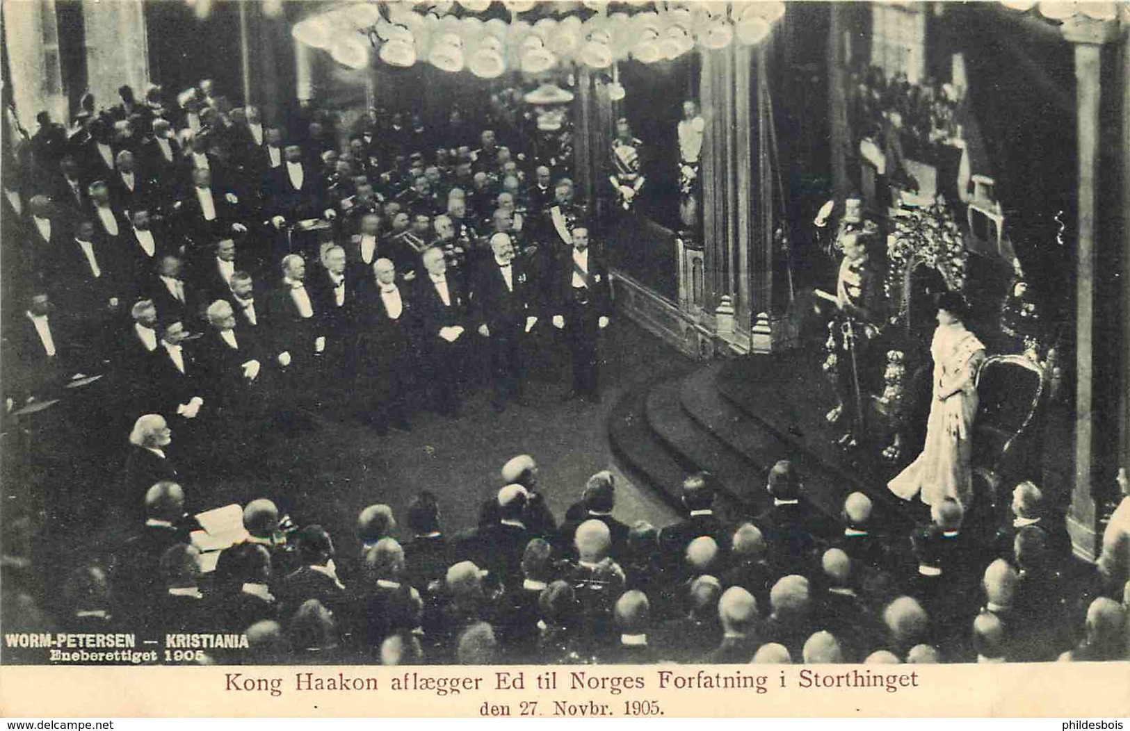 NORVEGE   KONG HAASKON AFLAEGGER Ed Til Norges Fortatning I Storthinget  27/11/1905 - Norvegia