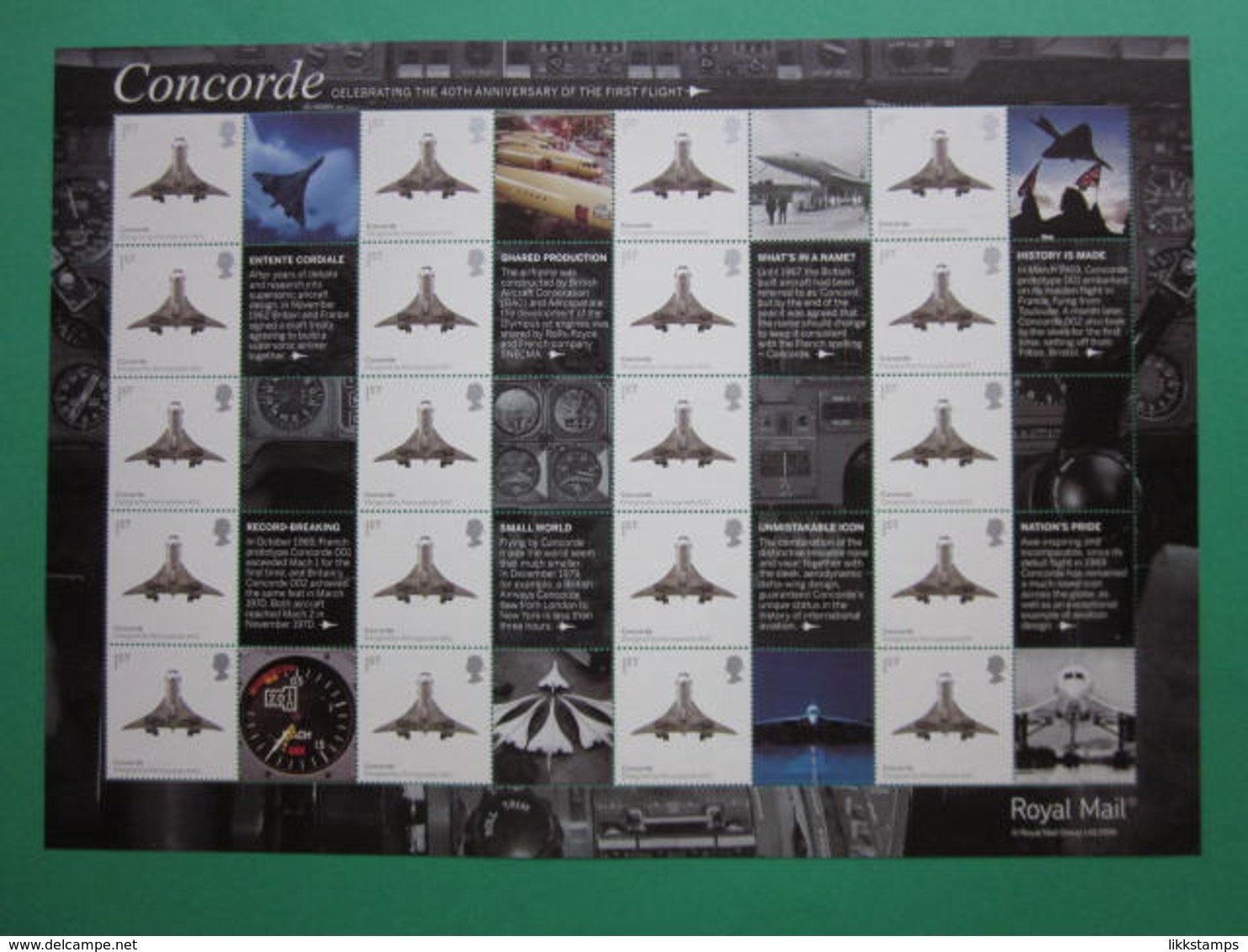 2009 ROYAL MAIL THE 40th ANNIVERSARY OF THE FIRST FLIGHT OF CONCORDE GENERIC SMILERS SHEET. #SS0059 - Smilers Sheets