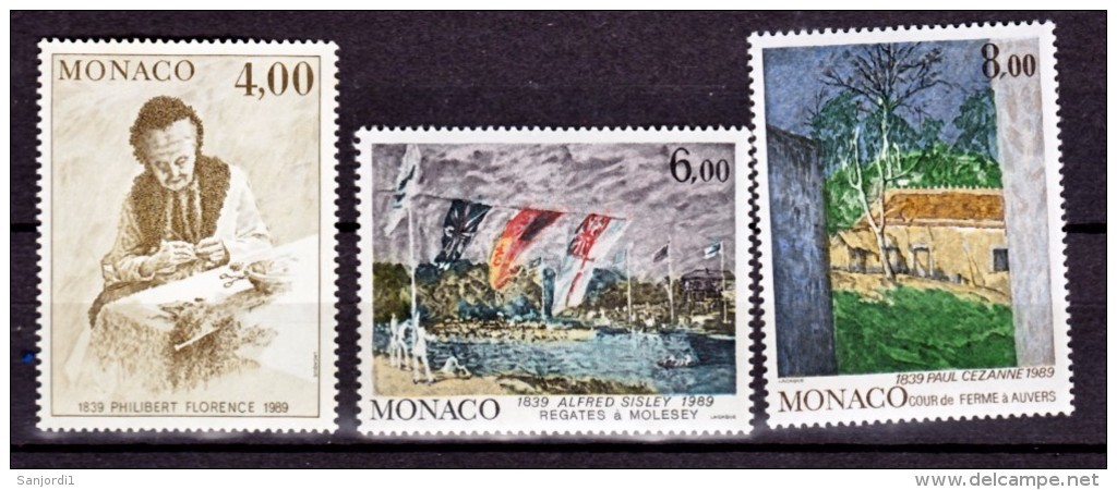 Monaco 1693 1695 1/4 De Cote Tableaux De Cezanne Sisley Florence 1989 Neuf ** TB  MNH Sin Charnela  Cote 13.1 - Impressionismo