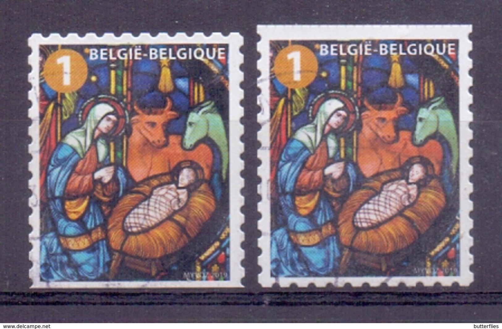 Belgie - 2019 - OBP -  Kerstzegels - B En O Ongetand - Zonder Papierresten - Gebraucht