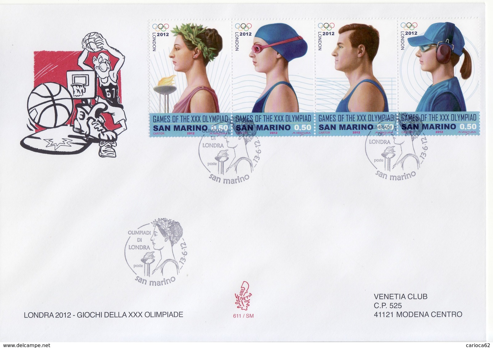 2012 - FDC " LONDRA - GIOCHI DELLA XXX OLIMPIADE " VENETIA VEDI++++ - FDC