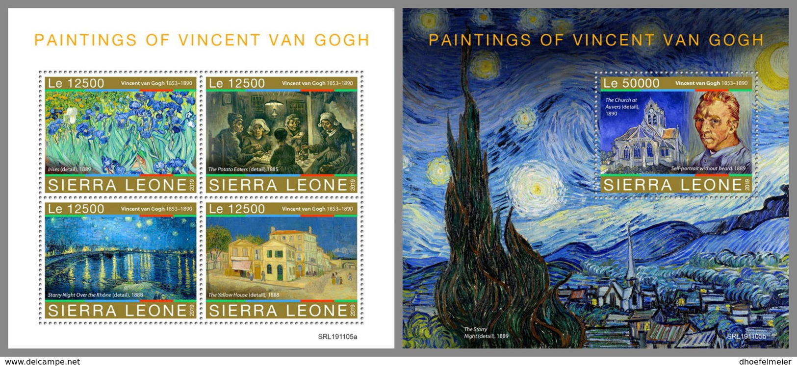 SIERRA LEONE 2019 MNH Vincent Van Gogh Paintings Gemälde Peintures M/S+S/S - OFFICIAL ISSUE - DH1951 - Autres & Non Classés