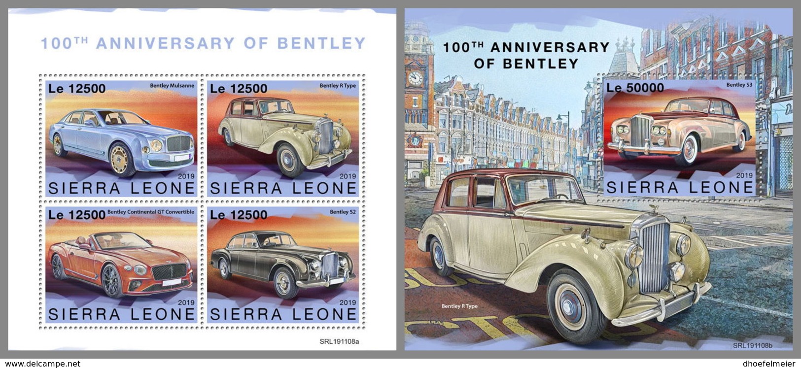 SIERRA LEONE 2019 MNH 100 Years Bentley Cars Autos Voitures M/S+S/S - OFFICIAL ISSUE - DH1951 - Voitures