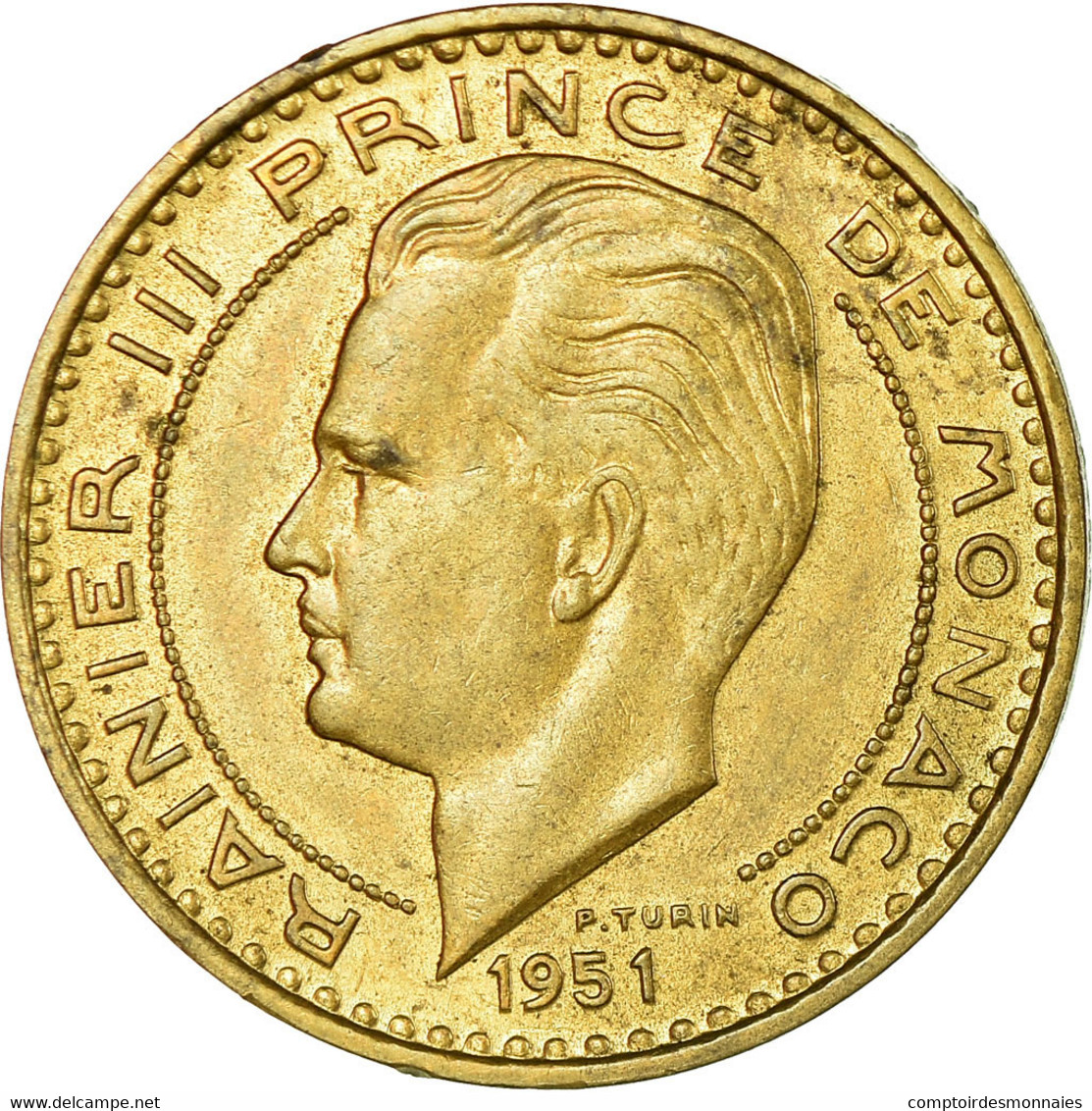 Monnaie, Monaco, Rainier III, 20 Francs, Vingt, 1951, TB+, Aluminum-Bronze - 1949-1956 Old Francs