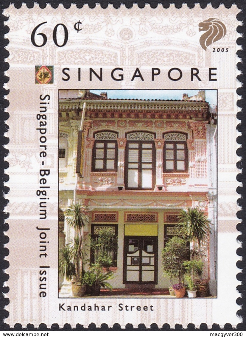 SINGAPOUR, 2005, Architecture, Anciens Magasins (Yvert 1354 Au 1357). - Singapour (1959-...)