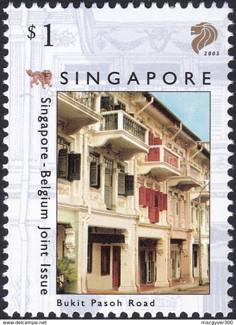 SINGAPOUR, 2005, Architecture, Anciens Magasins (Yvert 1354 Au 1357). - Singapur (1959-...)