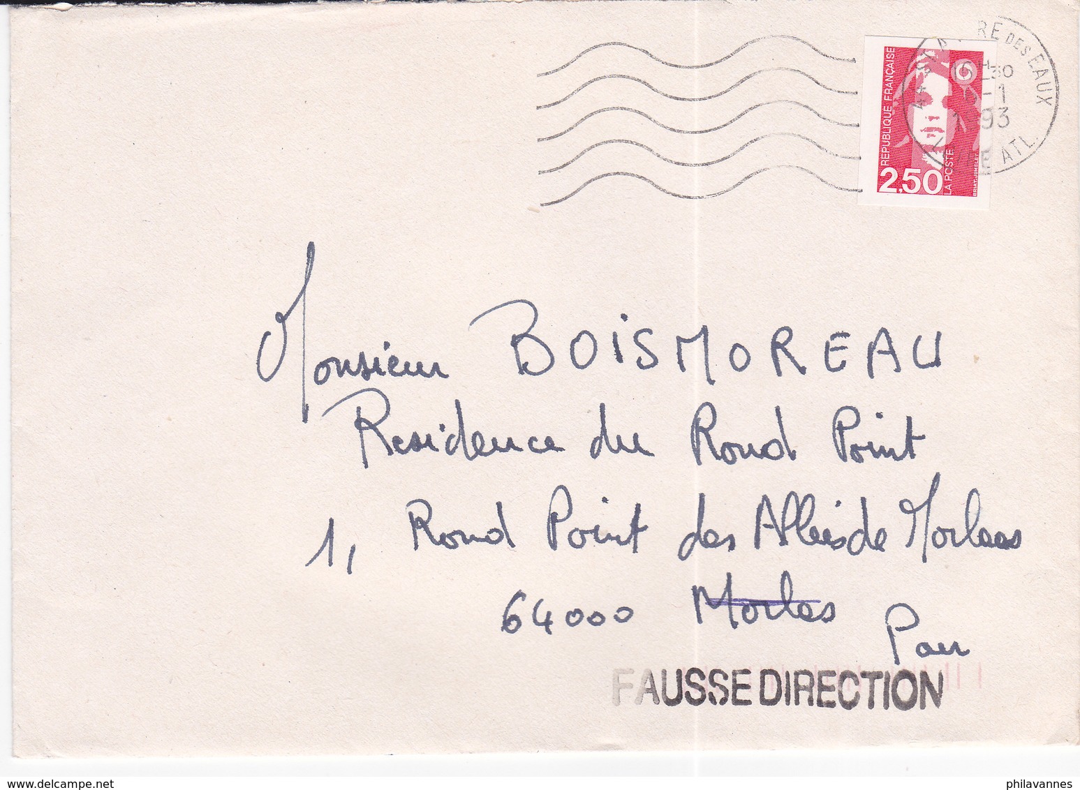 FAUSSE DIRECTION,  De MORLAAS  Sur Lettre De 1993 De SAINT ANDRE DES EAUX Pour PAU    (Tal191219/011) - 1961-....