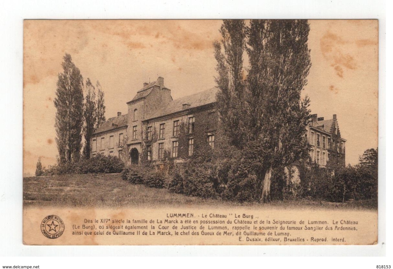 LUMMEN - Le Château " Le Burg"  (kaart Vertoont Ouderdomsverschijnselen,zie Scan) - Lummen