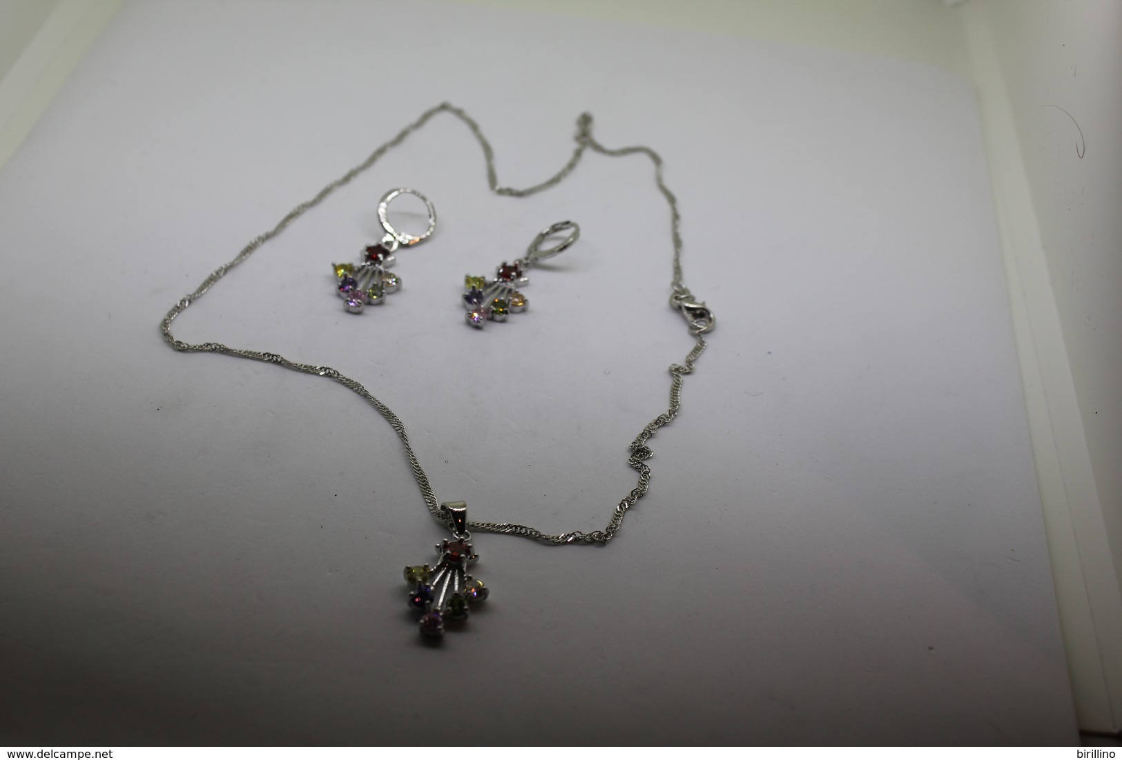 A60116 - Orecchini E Collana  In Argento Sterling 925 Con Cubic Zirconia Incastonati - Aretes