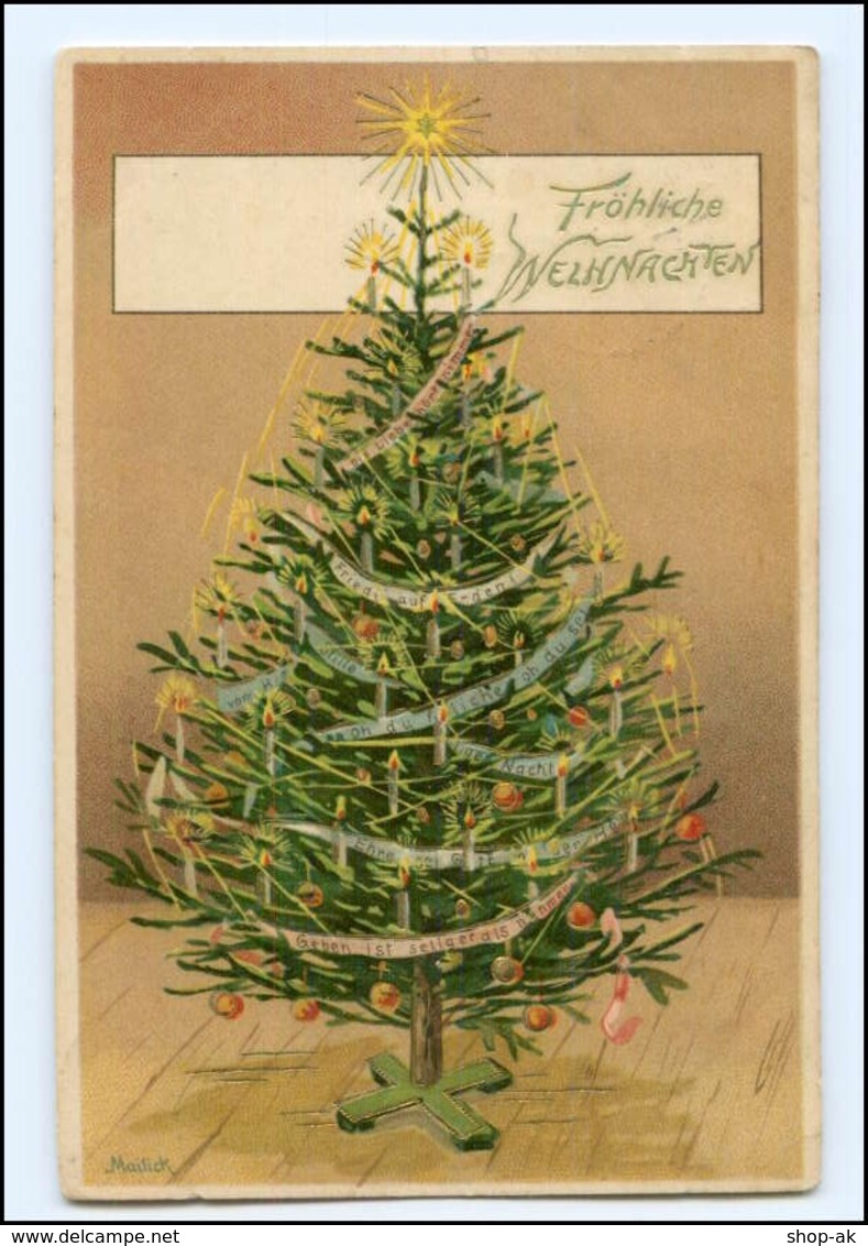 Y14615/ Mailick Litho AK Weihnachten Tannebaum 1912 - Other & Unclassified