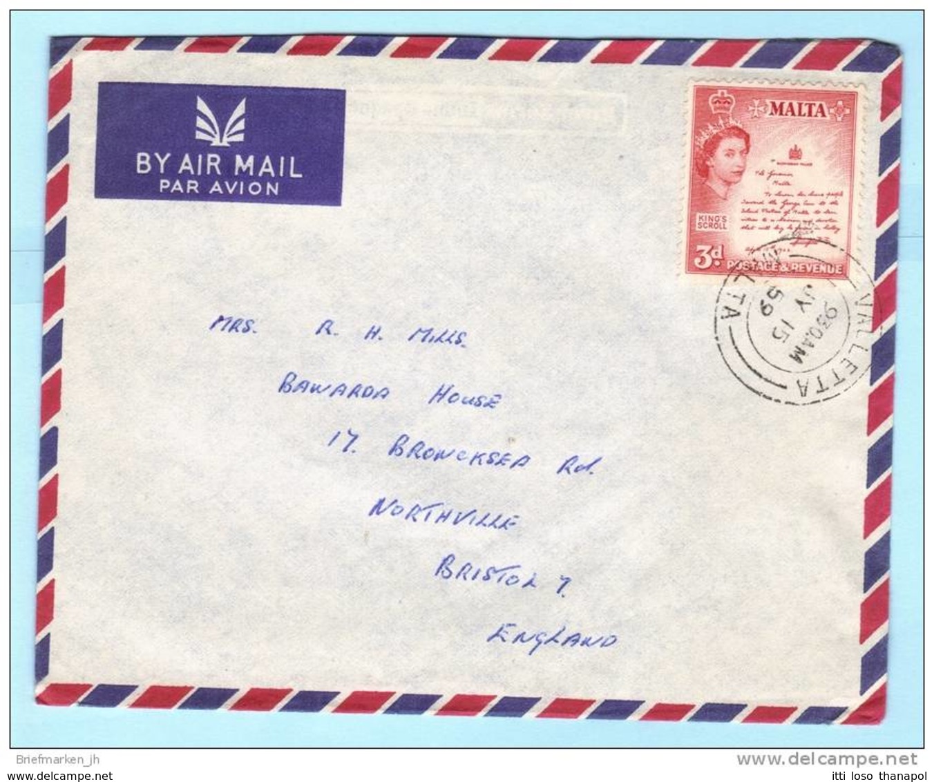 MALTA - Brief Cover Lettre 243 Queen - Georgskreuz    (23897) - Malta