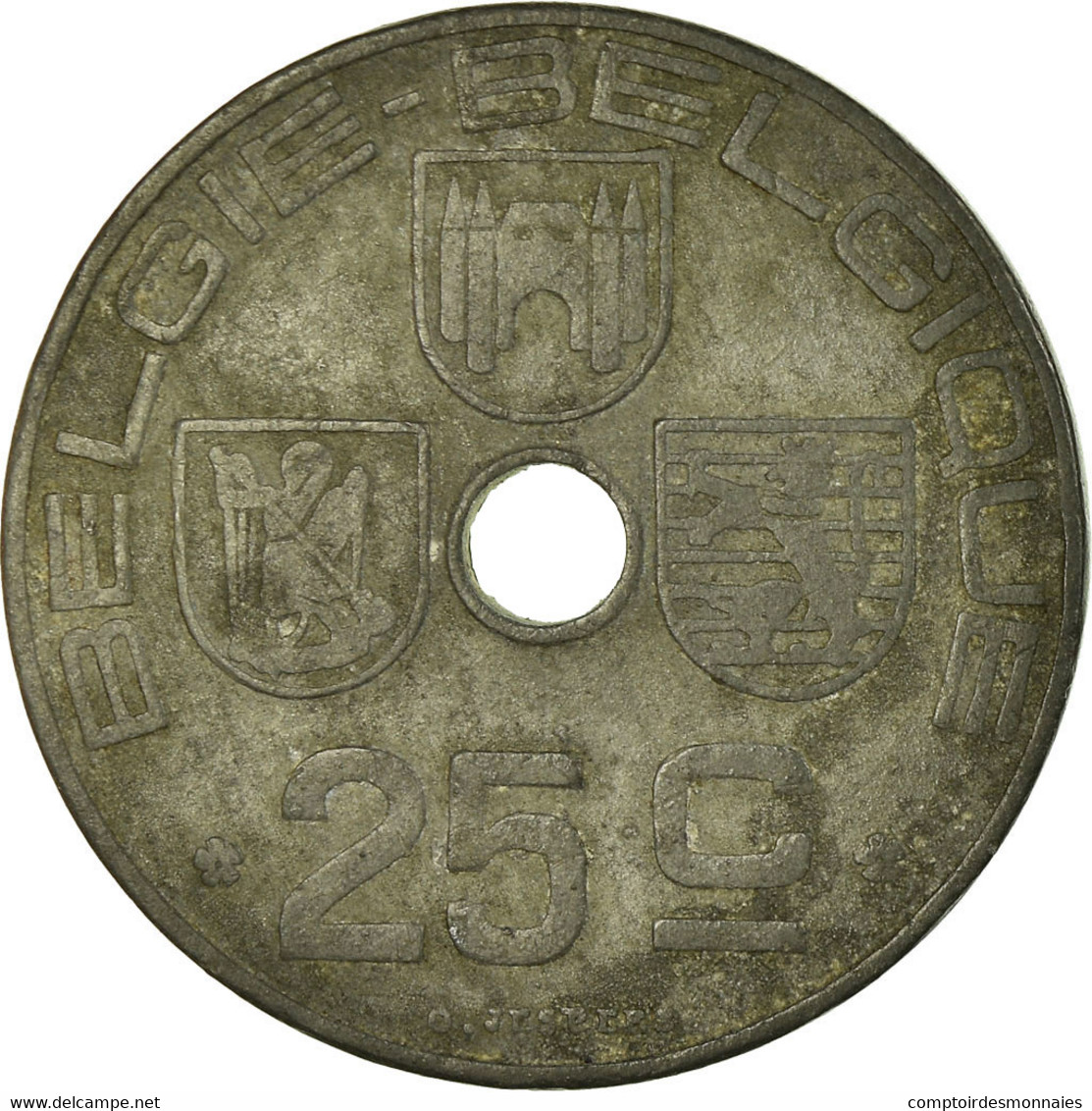 Monnaie, Belgique, 25 Centimes, 1945, TB, Zinc, KM:132 - 25 Cent