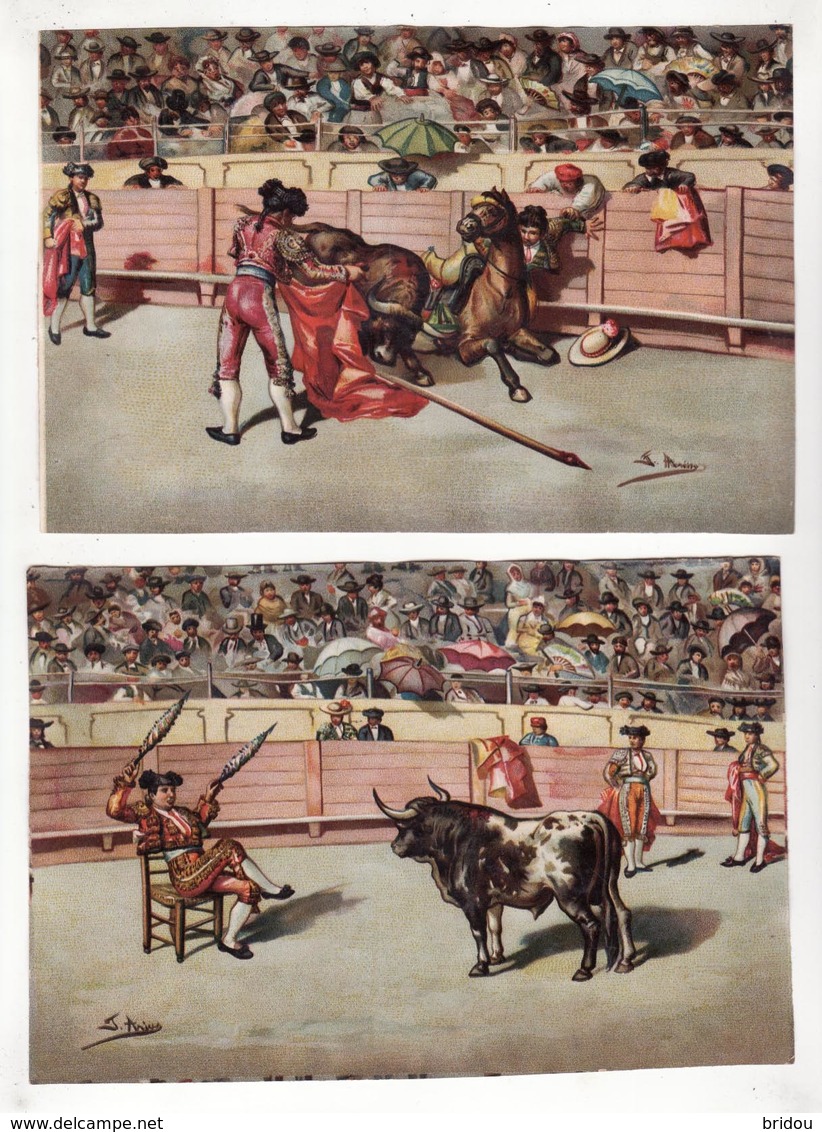 Série De 12 Chromos Sans Pub   CORRIDA   Tauromachie  Espagne     GRAND FORMAT     19.14 X 13.3 Cm - Autres & Non Classés