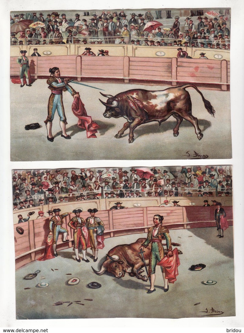 Série De 12 Chromos Sans Pub   CORRIDA   Tauromachie  Espagne     GRAND FORMAT     19.14 X 13.3 Cm - Autres & Non Classés