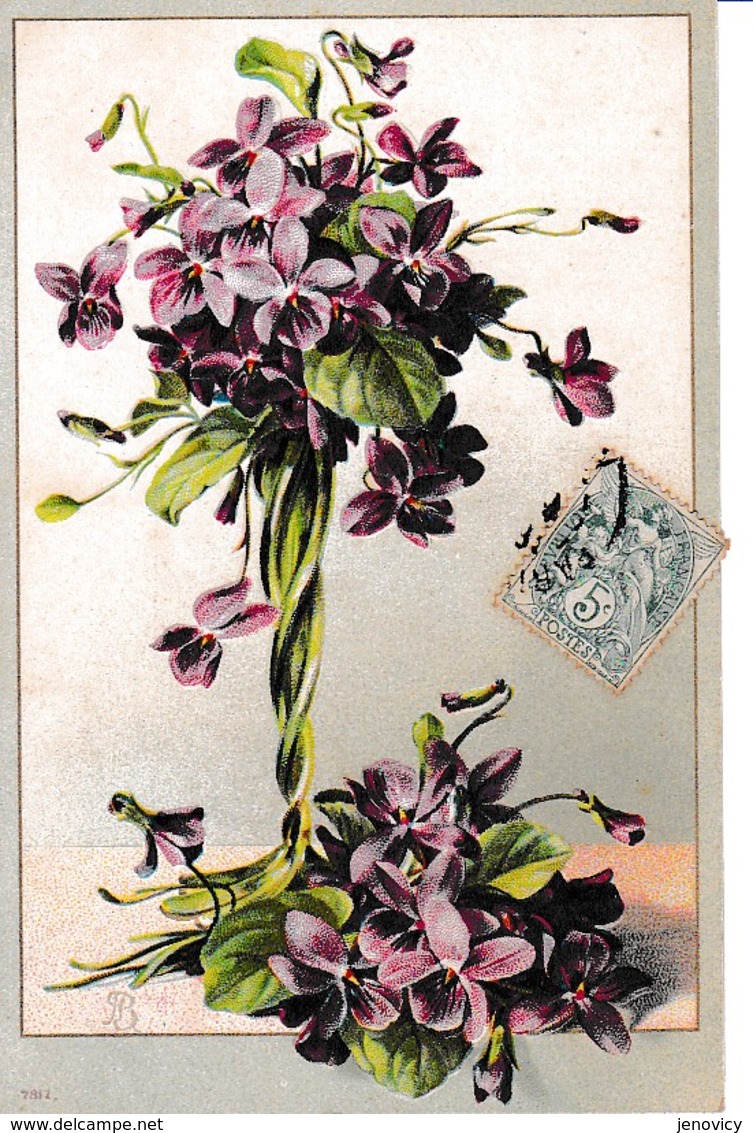 CARTE GAUFREE VIOLETTE REF 62146 - Fiori