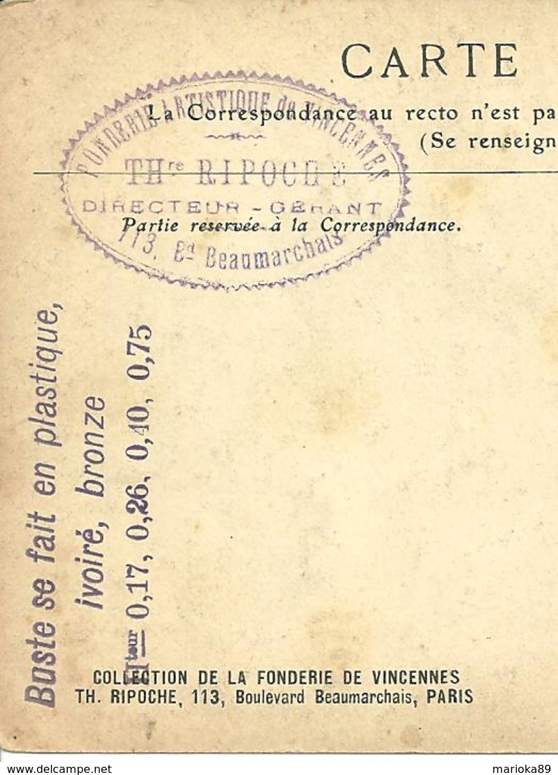 CPA BUSTE PIE X / CACHET FONDERIE ARTISTIQUE DE VINCENNES - Popes