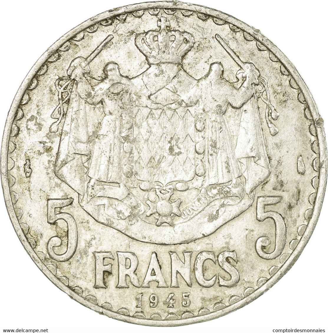 Monnaie, Monaco, Louis II, 5 Francs, 1945, TB, Aluminium, Gadoury:MC135, KM:122 - 1949-1956 Francos Antiguos