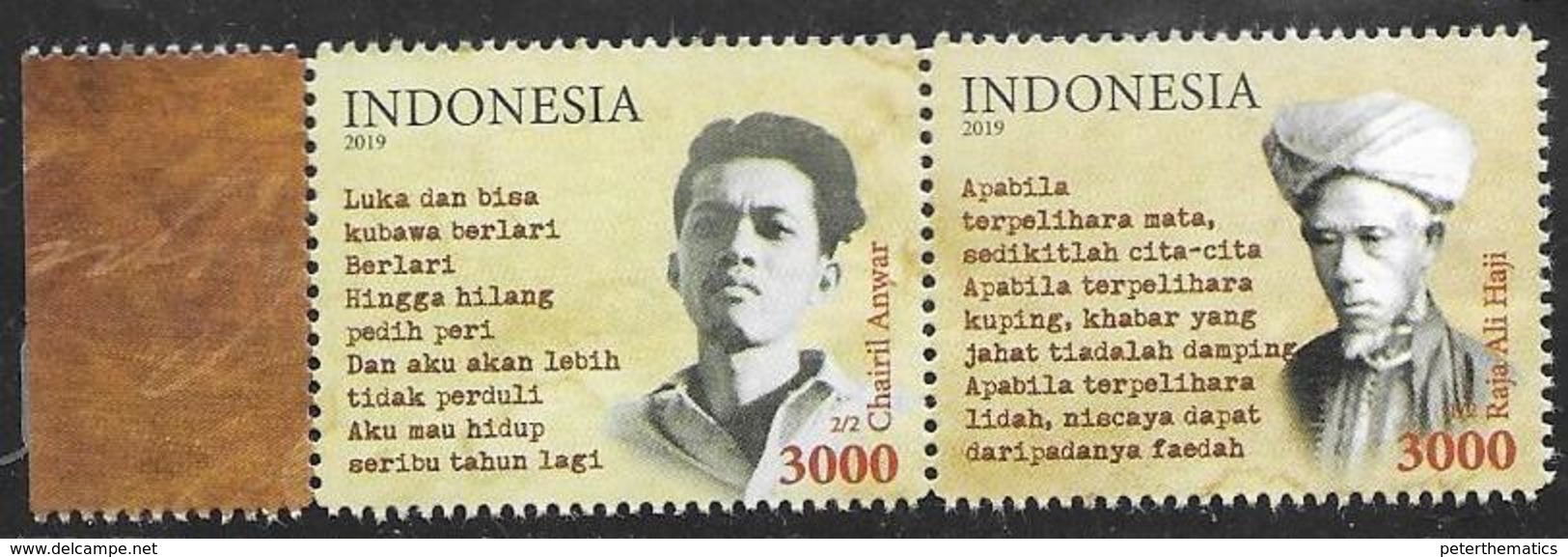 INDONESIA, 2019, MNH, TOKOH AND KARYA PENYAIR, POETS, WRITERS, CHAIRIL ANWAR,2v - Writers