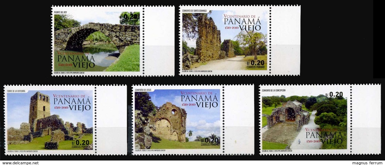 2019 Panama, Landscapes, Old Architecture, 5 Stamps, MNH - Other & Unclassified