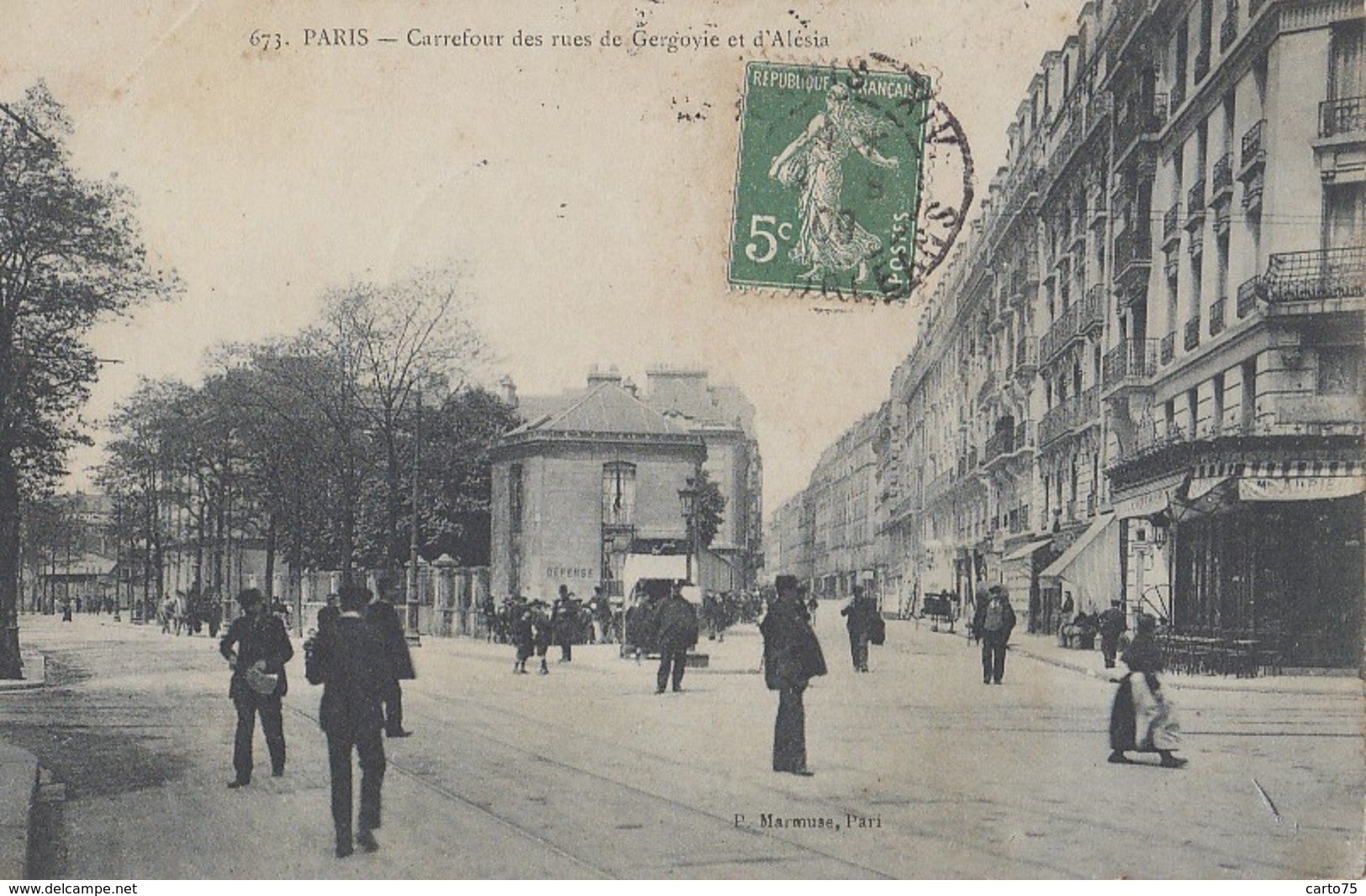 Paris 75 - Carrefour Rues Gergovie Alésia - Oblitérations 1909 Paris Saintes - Arrondissement: 14