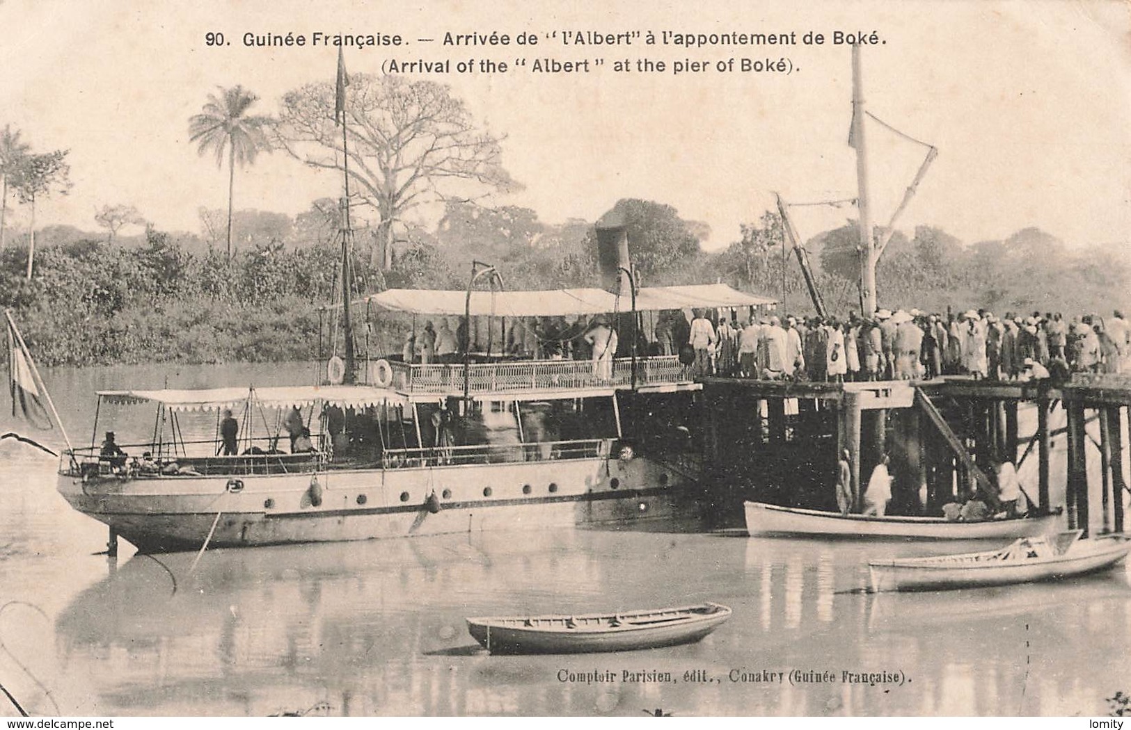 Guinée Française Arrivée Albert Appontement Boké Bateau - Guinée Française