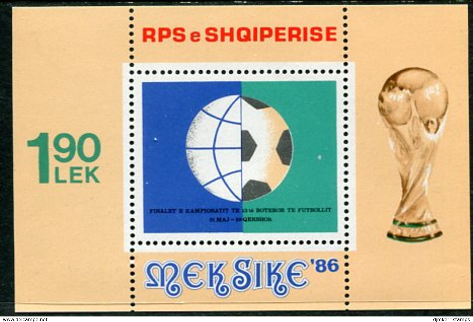 ALBANIA 1986 Football World Cup Block   MNH / **.  Michel Block 88 - Albanie