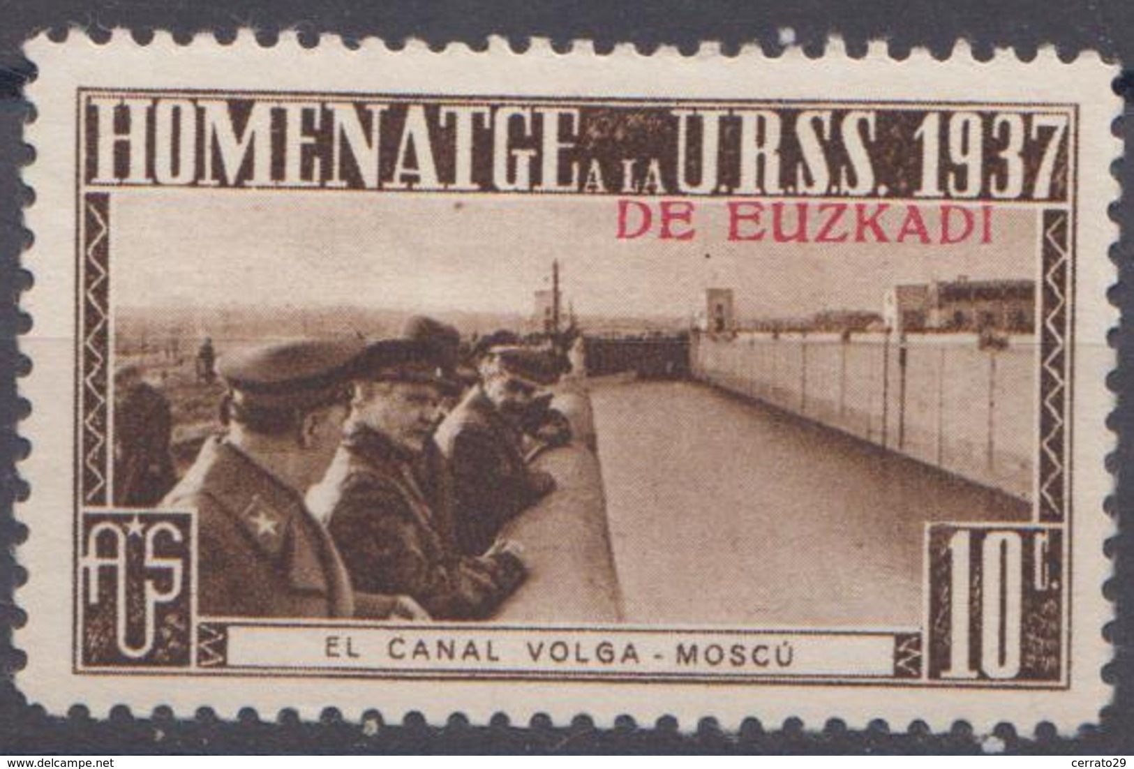 HOMENAJE A LA U.R.S.S. 1937 - EUZKADI - Viñetas De La Guerra Civil