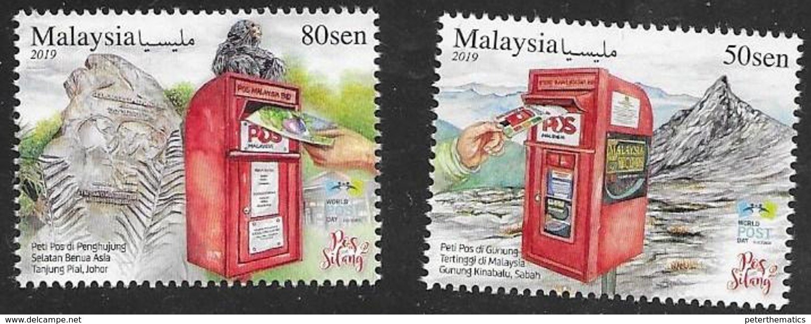 MALAYSIA, 2019, MNH, MOUNTAINS, POST BOXES ON HIGHEST MOUNTAINS, 2v - Other & Unclassified