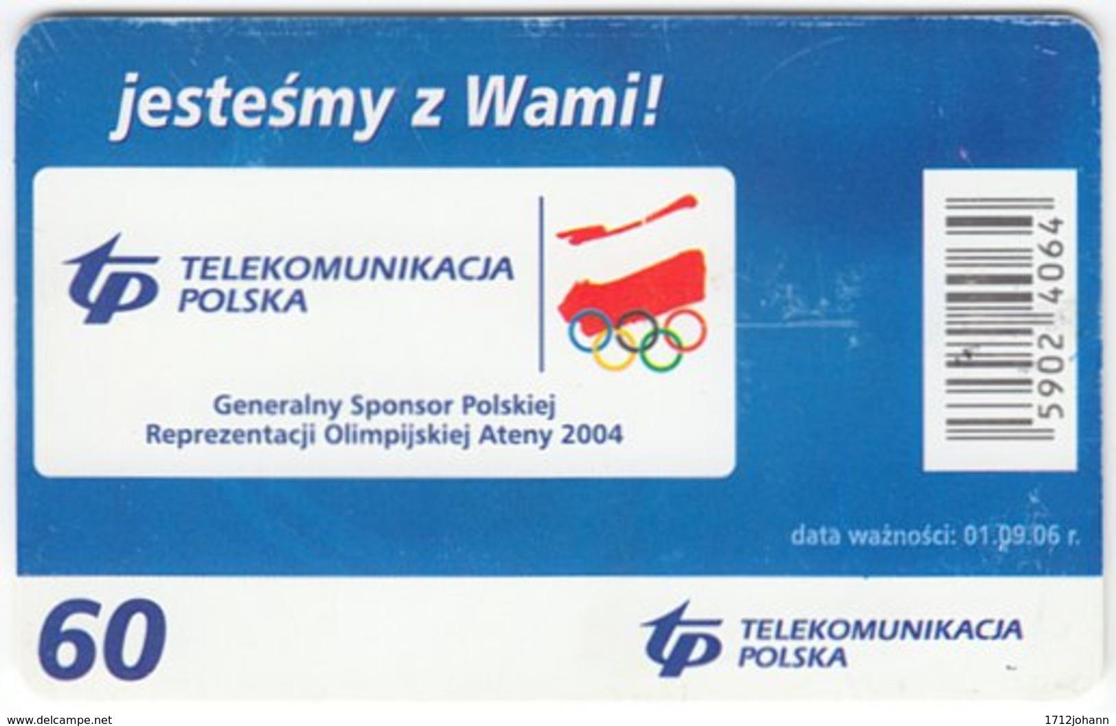 POLAND B-624 Chip Telekom - Sport, Event, Olympic Games - Used - Pologne