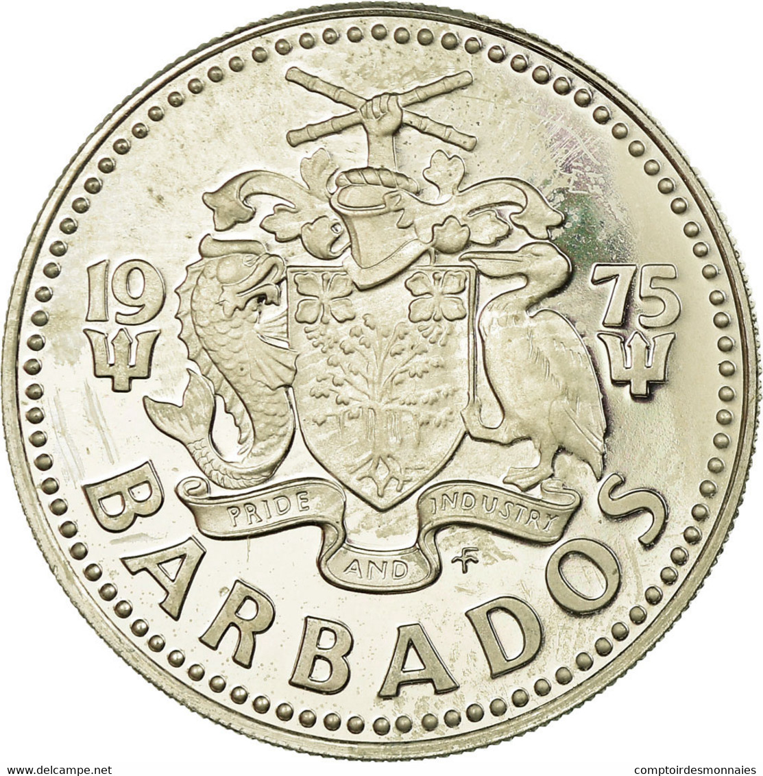 Monnaie, Barbados, 25 Cents, 1975, Franklin Mint, SUP, Copper-nickel, KM:13 - Barbados (Barbuda)