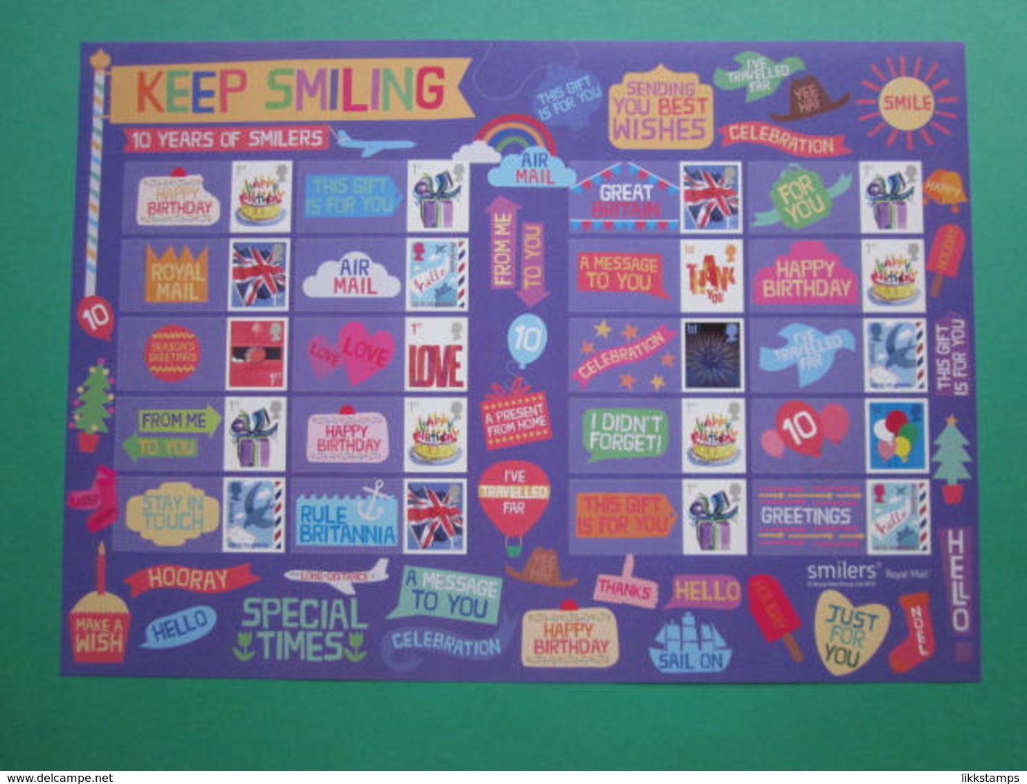 2010 ROYAL MAIL 'KEEP SMILING' 10 YEARS OF SMILERS GENERIC SMILERS SHEET. #SS0070 - Smilers Sheets