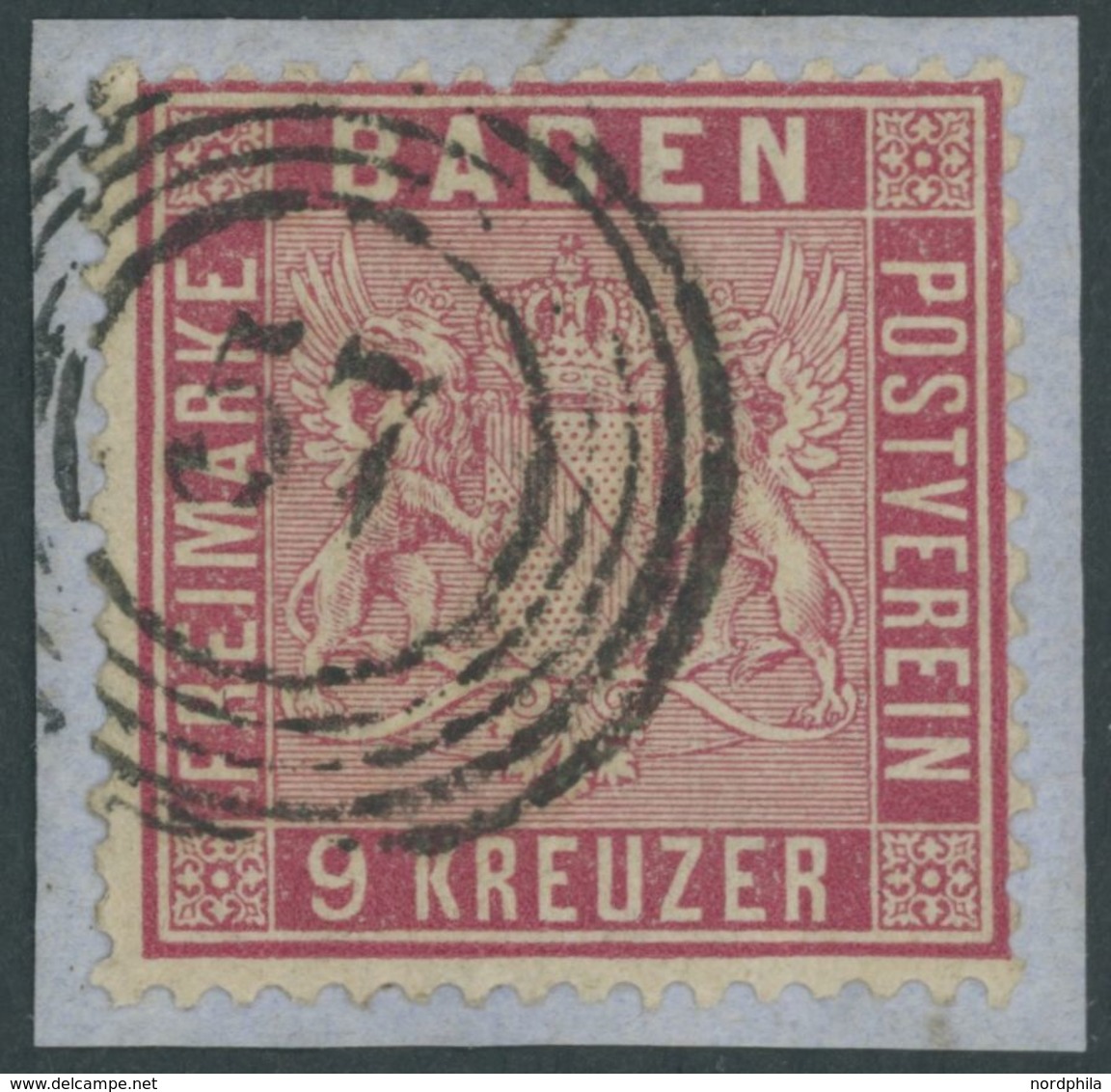 BADEN 12 BrfStk, 1861, 9 Kr. Karmin, Nummernstempel 57, Prachtbriefstück, Mi. (220.-) - Sonstige & Ohne Zuordnung