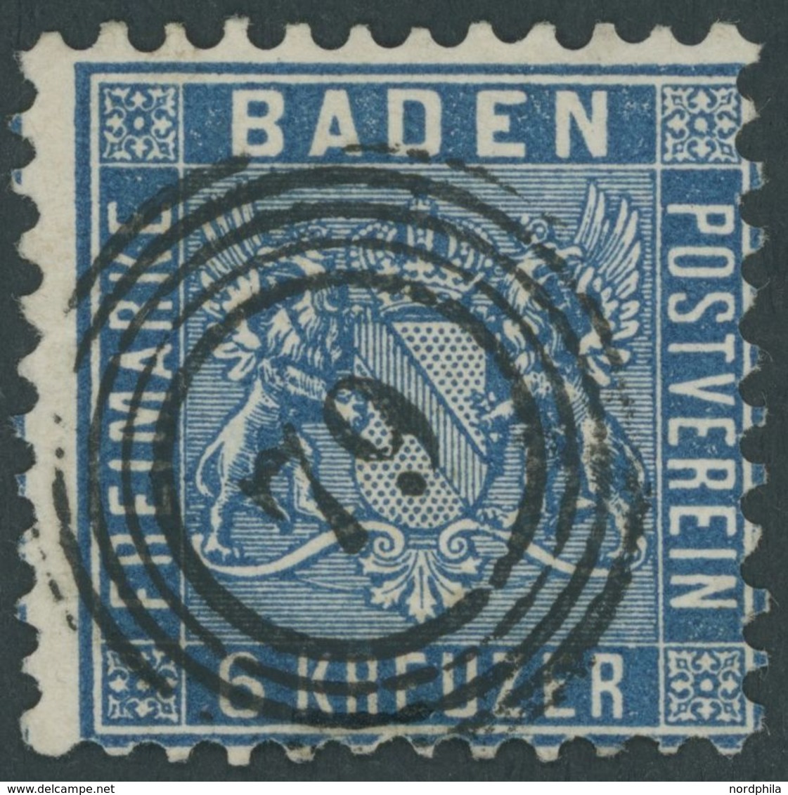 BADEN 14b O, 1862, 6 Kr. Preußischblau, Nummernstempel 79, Pracht, Mi. 100.- - Sonstige & Ohne Zuordnung