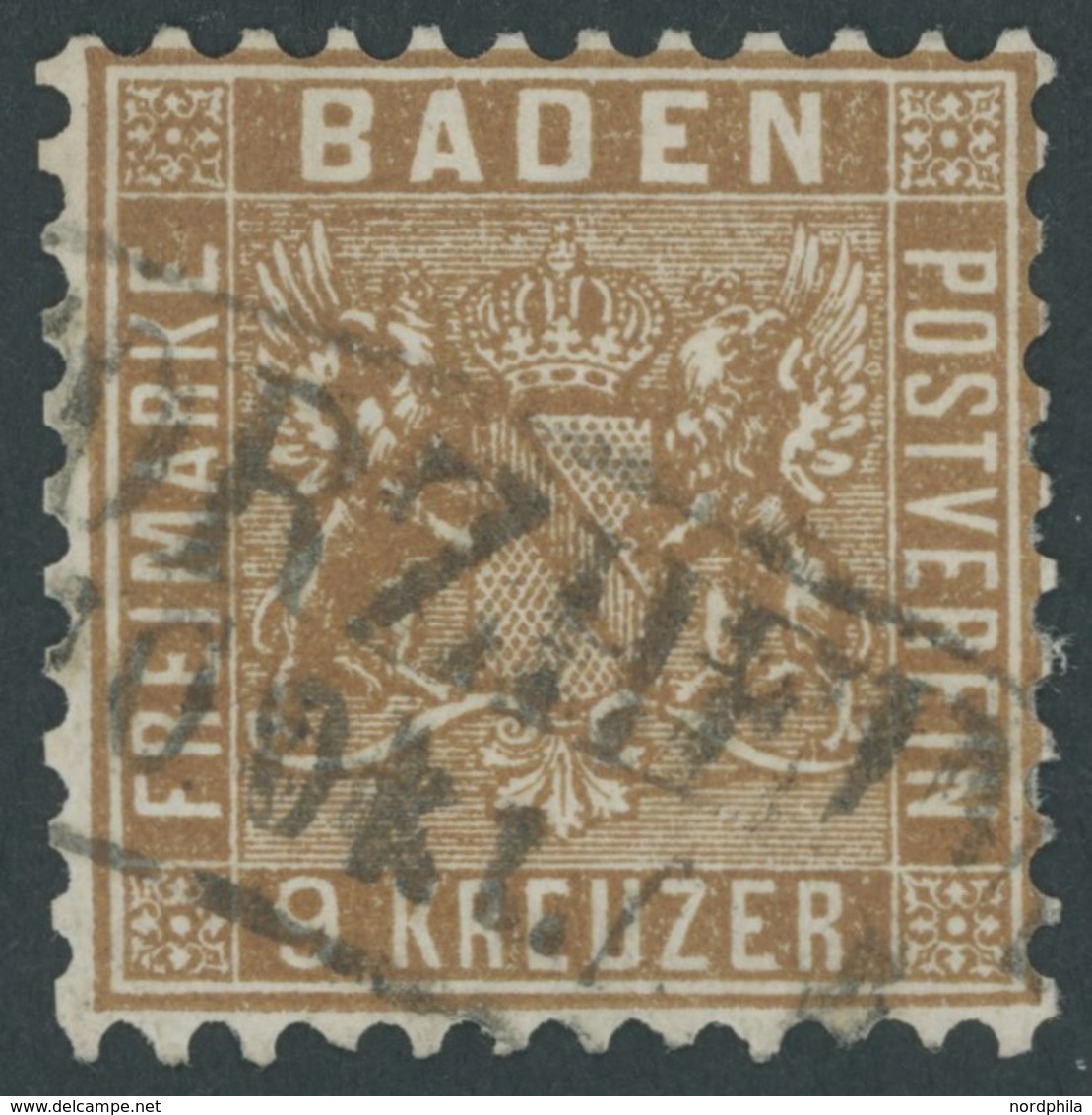 BADEN 15b O, 1862, 9 Kr. Gelbbraun, R2 PFORZHEIM, Pracht, Kurzbefund Stegmüller, Mi. 320.- - Altri & Non Classificati