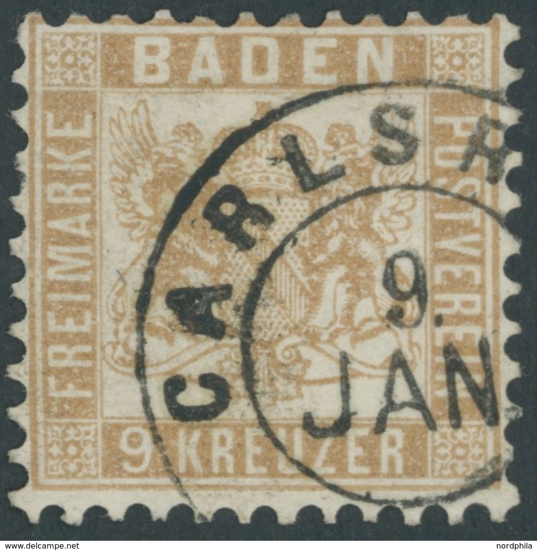 BADEN 20b O, 1864, 9 Kr. Gelbbraun, Pracht, Mi. 100.- - Otros & Sin Clasificación