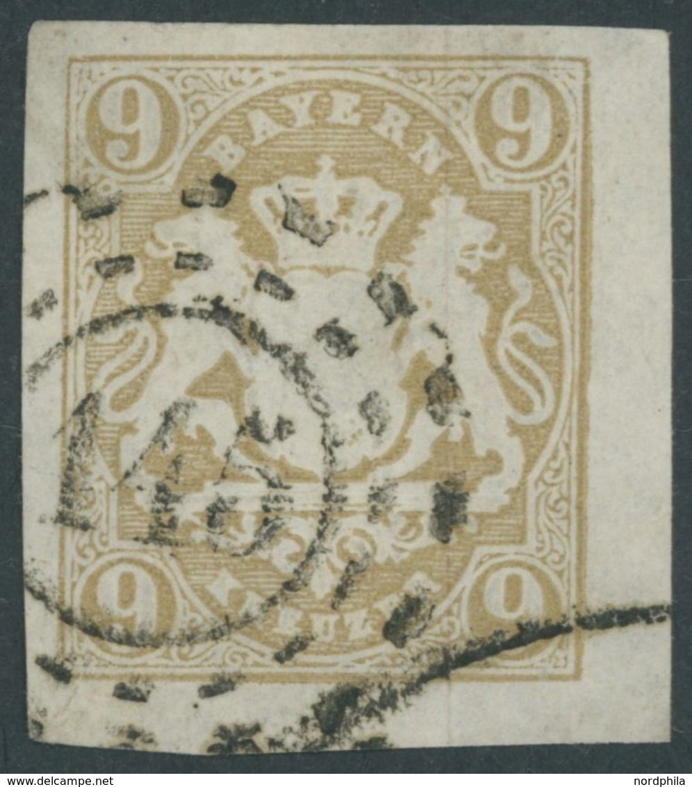 BAYERN 17 O, 1862, 9 Kr. Ockerbraun, Offener MR-Stempel 145, Breitrandig, Pracht - Autres & Non Classés