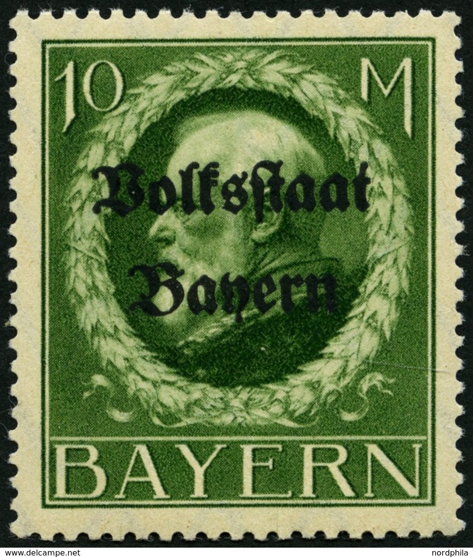 BAYERN 132IA **, 1919, 10 M. Volksstaat, Frühdruck, Pracht, Gepr. Dr. Helbig, Mi. 55.- - Sonstige & Ohne Zuordnung