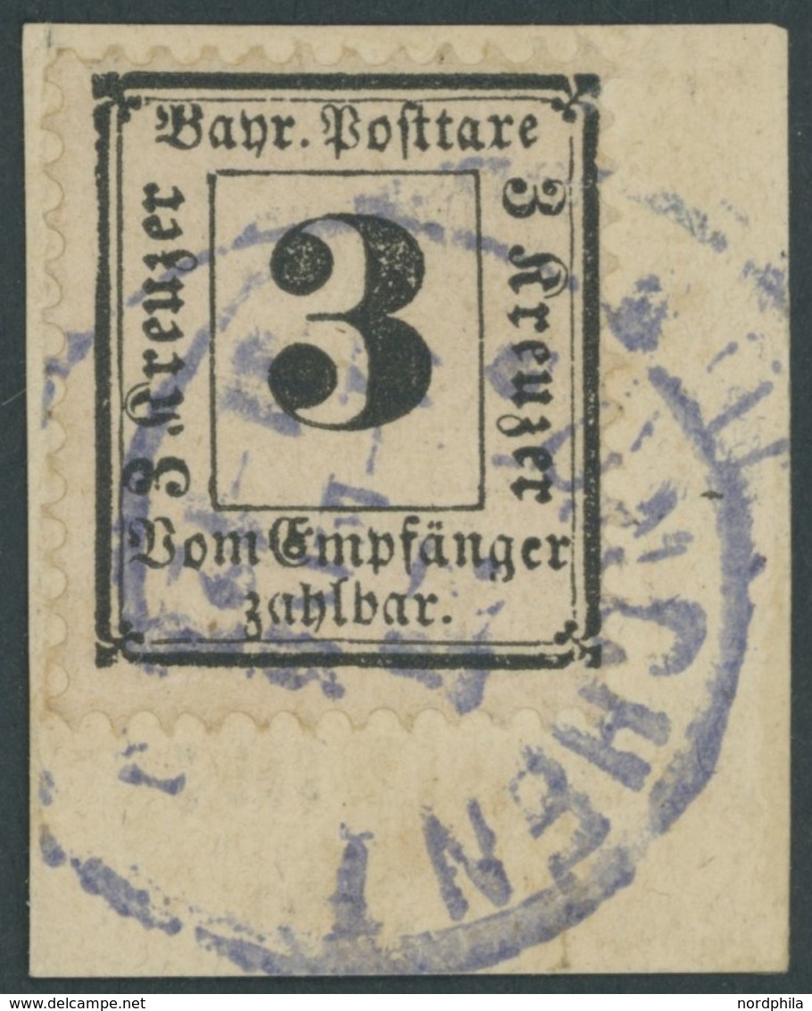 BAYERN P 3X BrfStk, 1870, 3 Pf. Schwarz, Wz. Enge Rauten, Stempel MÜNCHEN 1, Prachtbriefstück, Gepr. U.a. Brettl, Mi. (6 - Andere & Zonder Classificatie