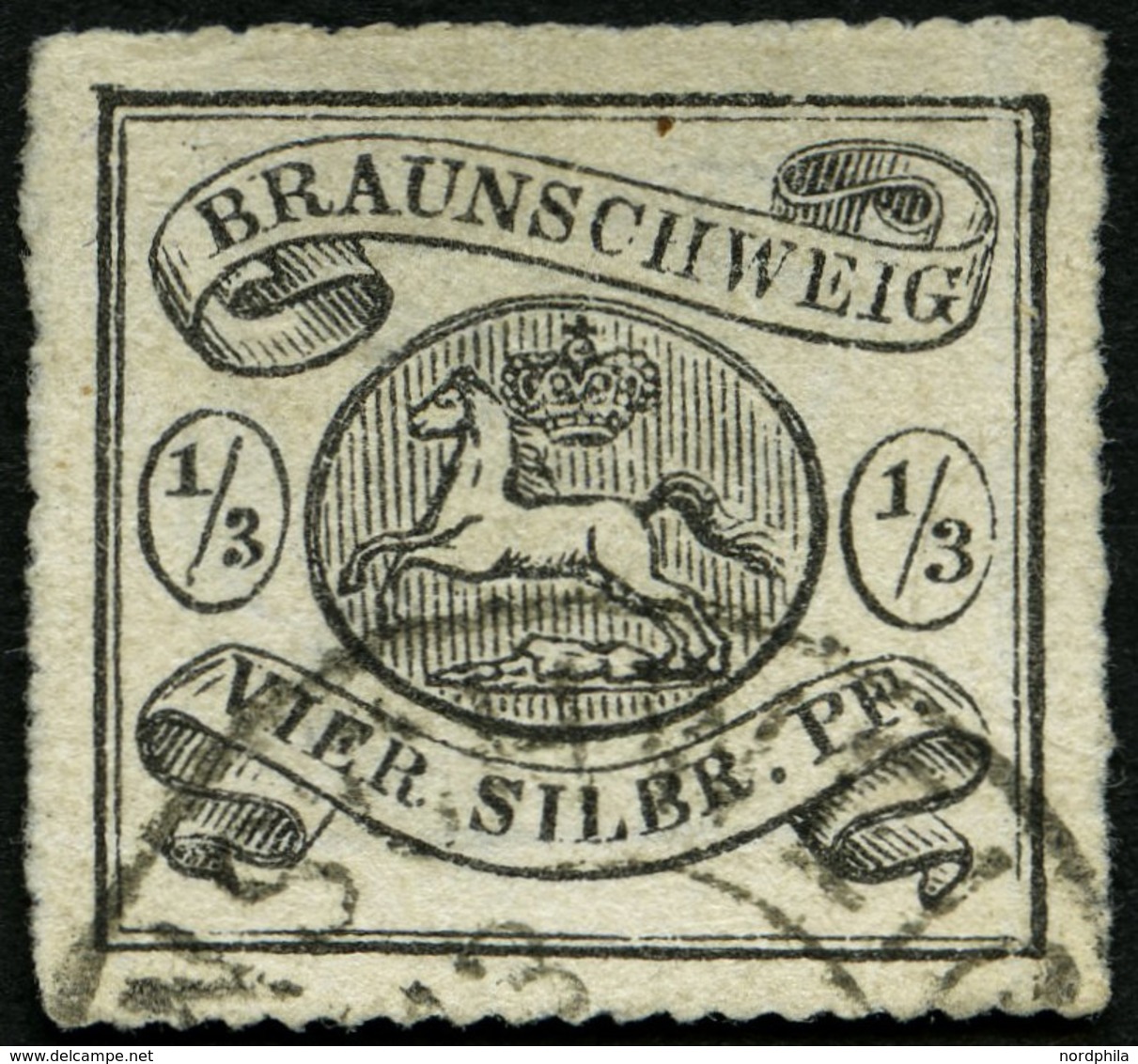 BRAUNSCHWEIG 13A O, 1864, 1/2 Sgr. Schwarz, Bildseitig Pracht, Leicht Erhöht Signiert Bühler Und Pfenninger, Mi. 2800.- - Brunswick