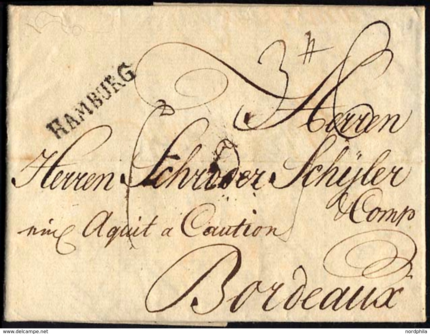 HAMBURG VORPHILA 1790, HAMBURG, L1 Auf Brief Nach Bordeaux, Pracht - Andere & Zonder Classificatie