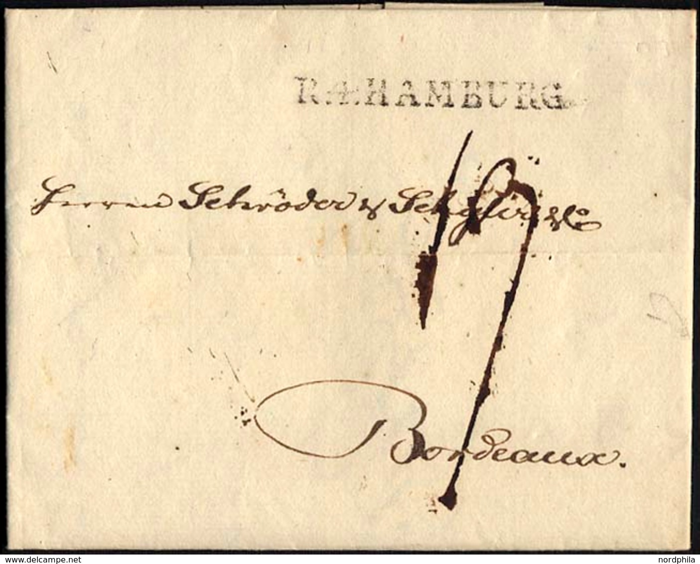 HAMBURG 1803, R.4. HAMBURG, L1 Auf Brief Nach Bordeaux, Pracht - Sonstige & Ohne Zuordnung