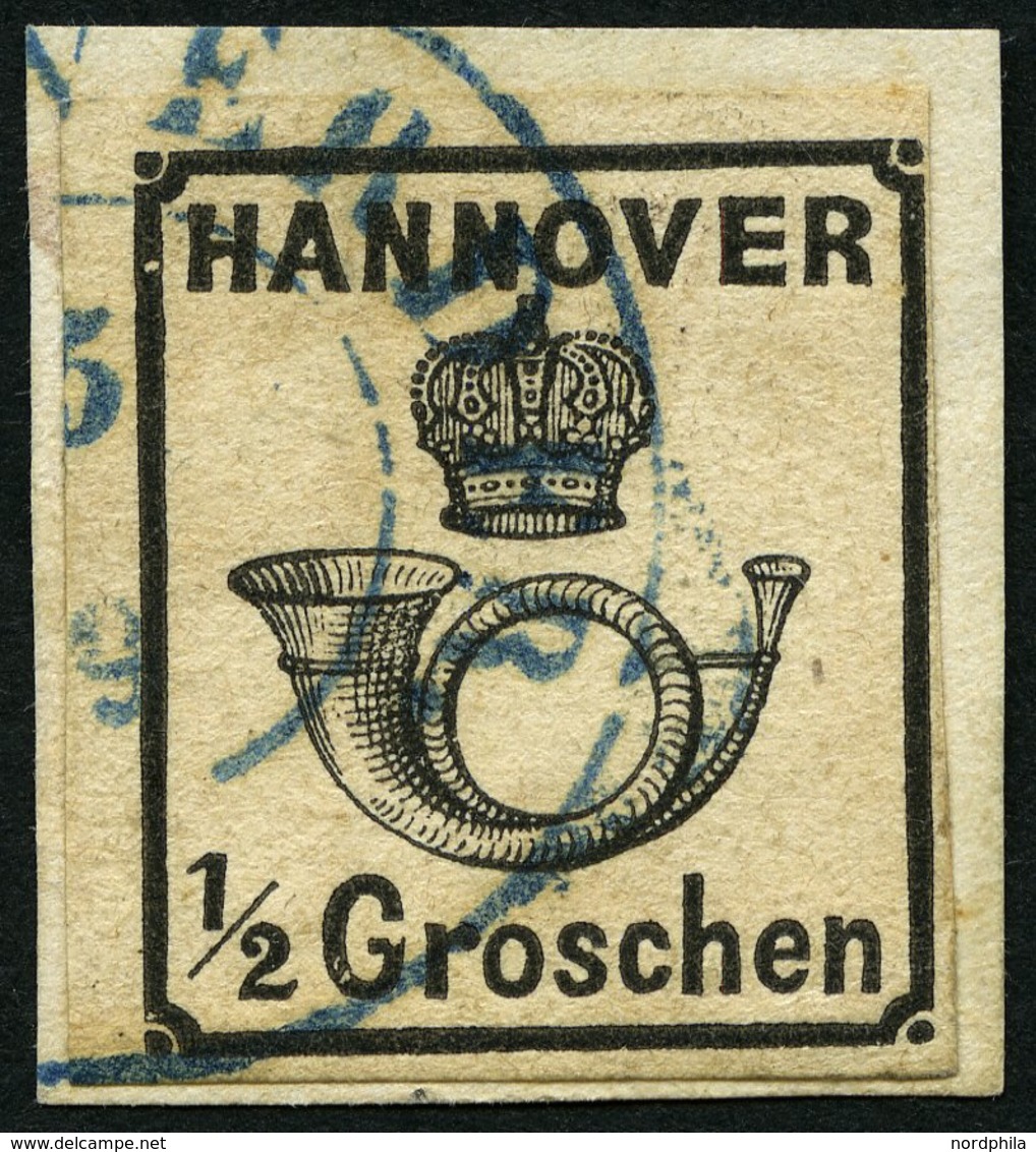 HANNOVER 17y BrfStk, 1860, 1/2 Gr. Schwarz, Prachtbriefstück, Mi. 250.- - Hannover