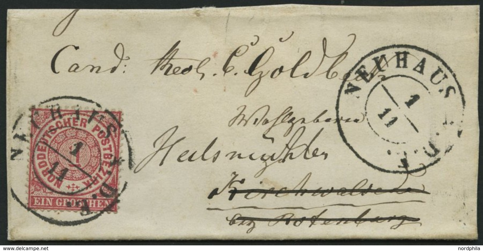 HANNOVER NDP 16 BRIEF, NEUHAUS A.D.E. Auf Kleiner Briefhülle (nicht Vollständig) Mit 1 Gr. Karmin, Pracht - Hanover