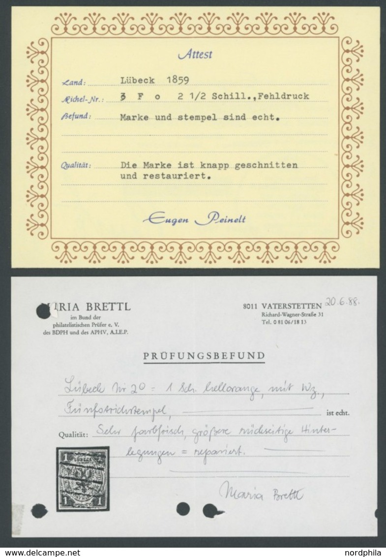 LÜBECK O, überkomplette Gestempelte Sammlung Lübeck, Incl. Fehldruck Mi.Nr. 3F (Attest Peinelt) In Unterschiedlicher Erh - Luebeck