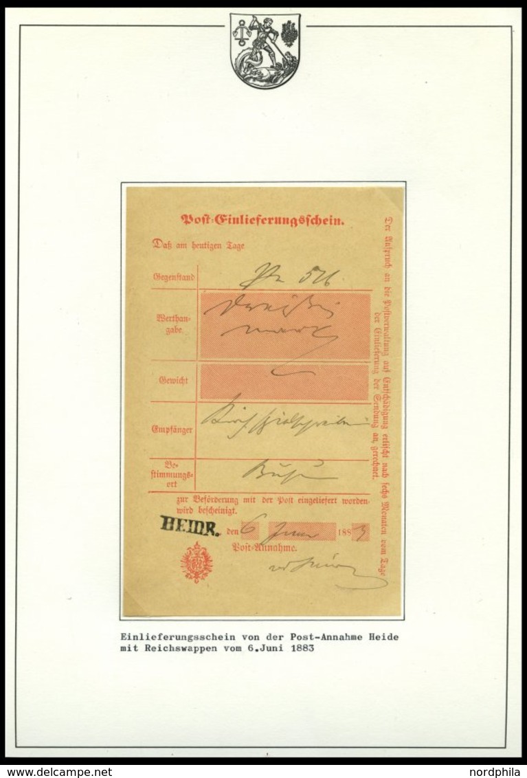 SCHLESWIG-HOLSTEIN HEIDE, 1809-83, interessante Spezialsammlung von 65 Postscheinen, dabei Arge S.H.-Nr. 7, 10, 12, 13, 